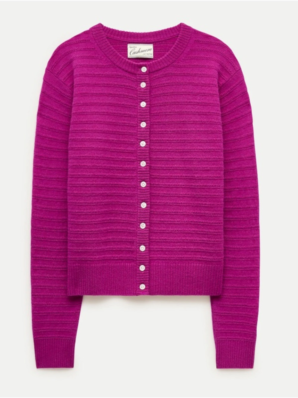 J crew inky magenta Perfect cashmere cardigan in pointelle-stitch